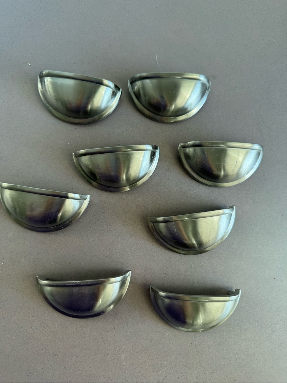 Set of 9 Half-Moon Drawer Pulls in Metallic Black